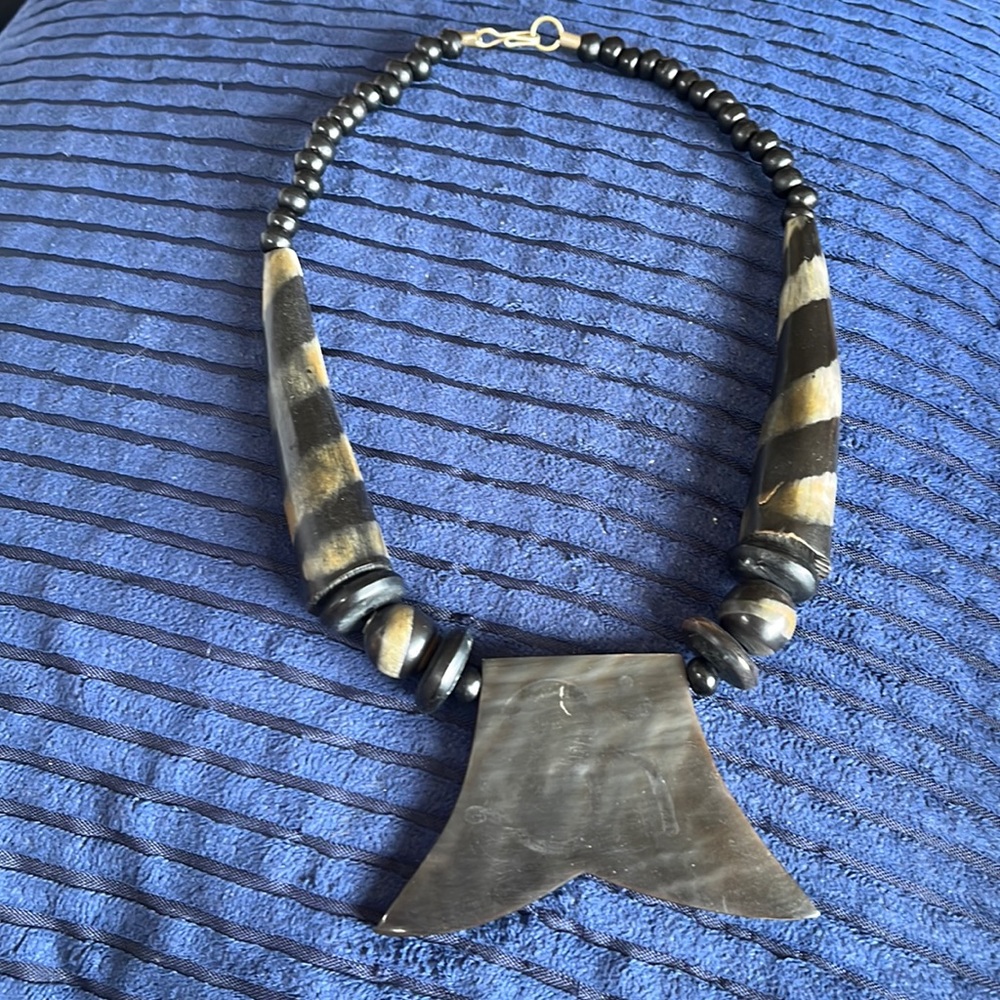 Statement Necklace. Hand carved bone.
